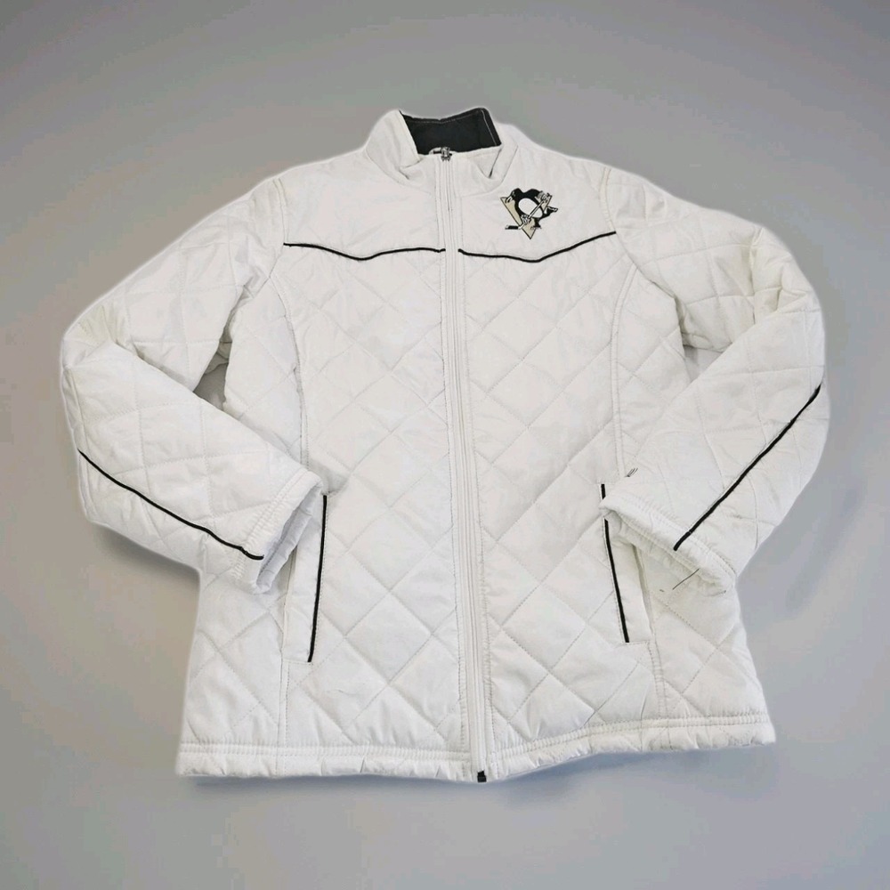 Pittsburgh Penguins Jacket Womens Small White Quilted Puffer G-III G3